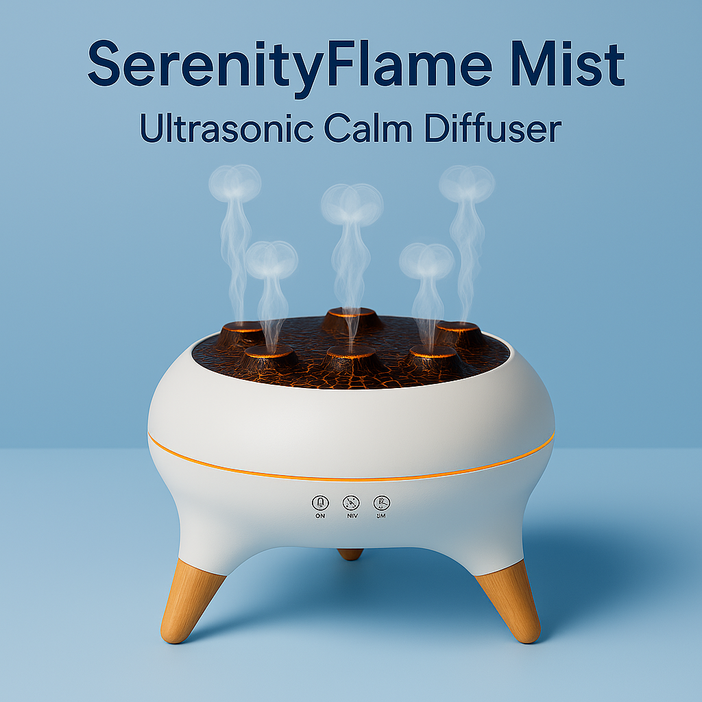 SerenityFlame Mist – Ultrasonic Aroma Diffuser for Moms