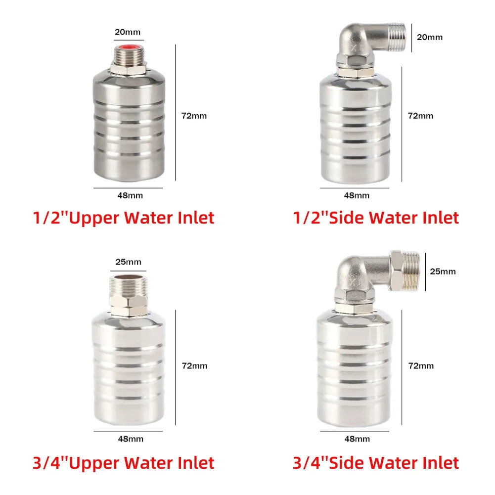 Stainless Steel Floating Ball Valve Automatic Water Level Control Valve 1/2 3/4 Float Valve Water Tank Water Tower Shutoff Valve